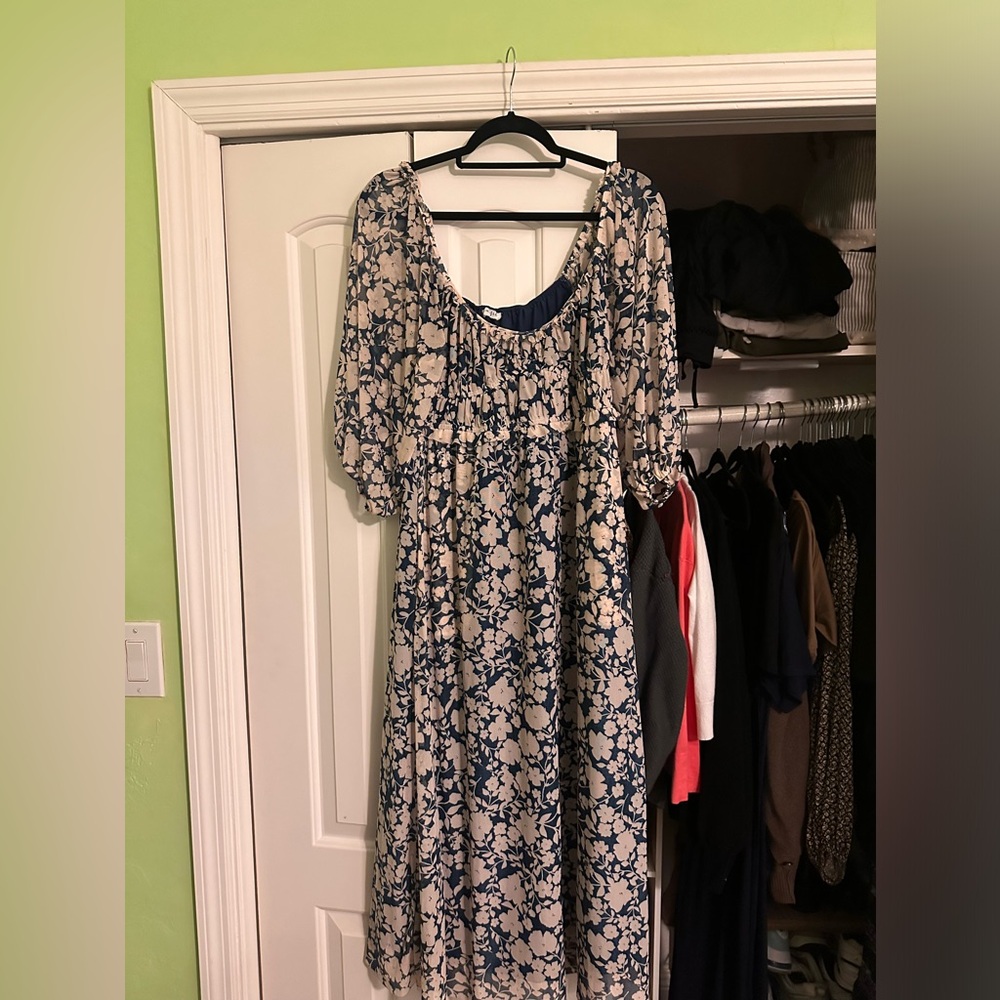 Maisie Floral Long Sleeve Mesh Midi Dress